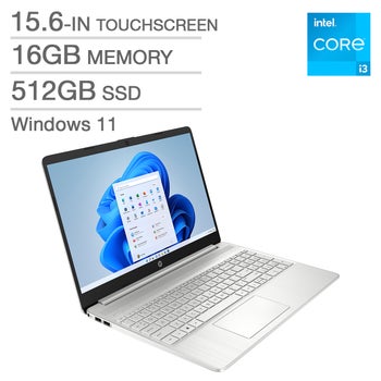 HP 15.6 in. Touchscreen Laptop, Intel Core i3-1215U - 16GB RAM, 512GB SSD