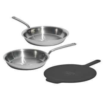 Made In 3-piece 5-ply Stainless Fry Pans with Universal Lid | Costco