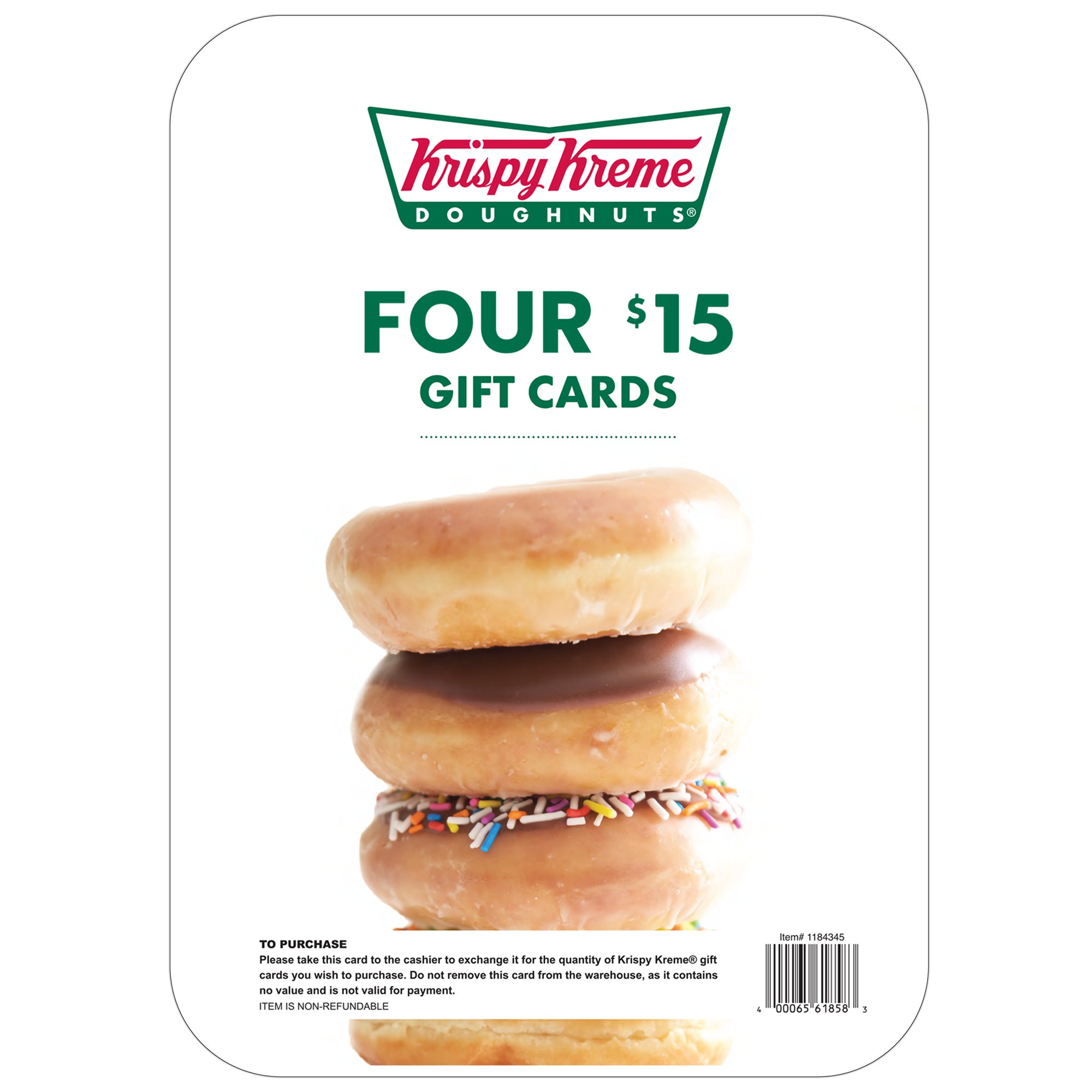 Krispy Kreme Doughnuts, Four $15 Gift Cards | Costco, image size:2000x2000