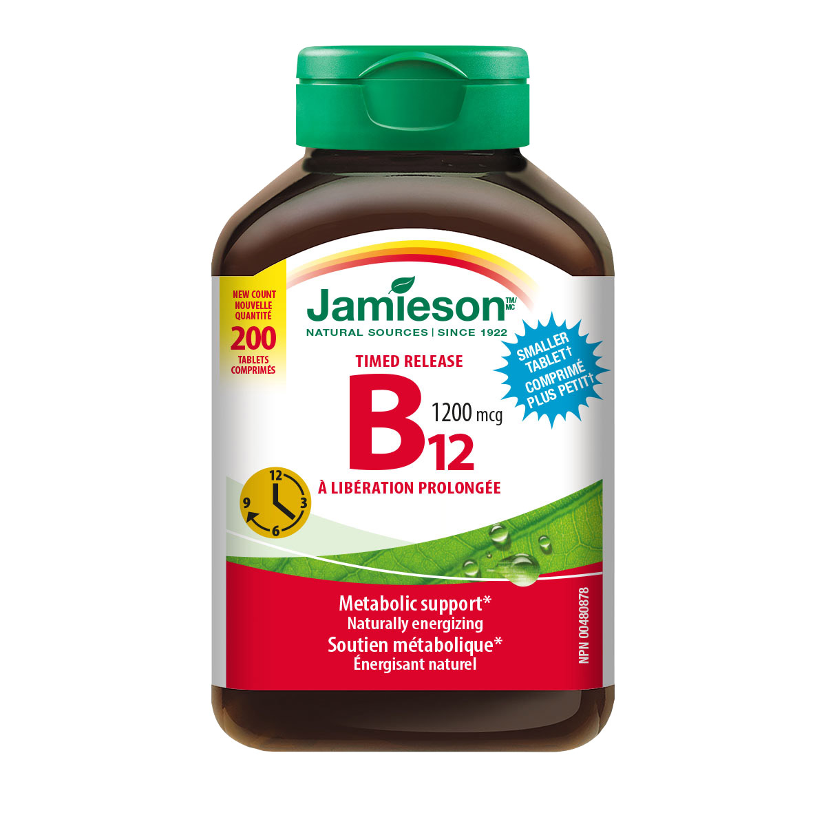 Jamieson vitamine B12 1200 mcg à libération prolongée, 200 comprimés