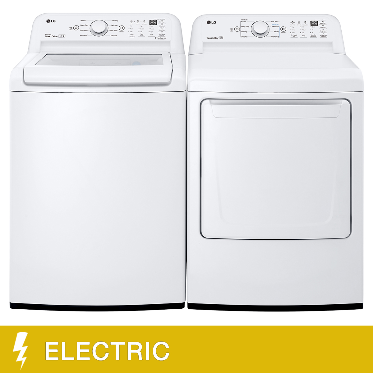 LG 2Piece White Laundry Suite with 5.2 cu. ft. Top Load Washer and 7.3 cu. ft. Electric Dryer