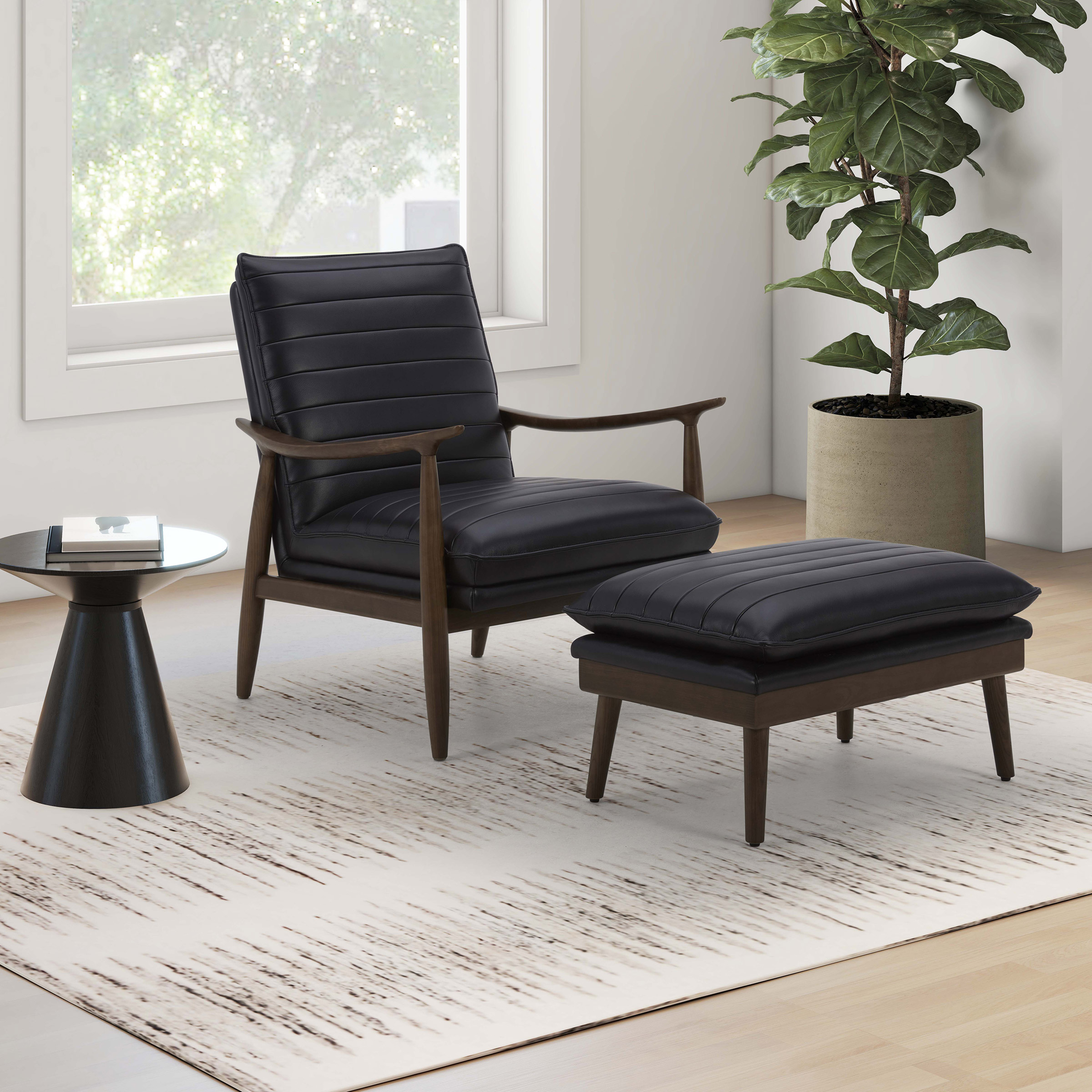 Hepbern Leather Chair with Ottoman