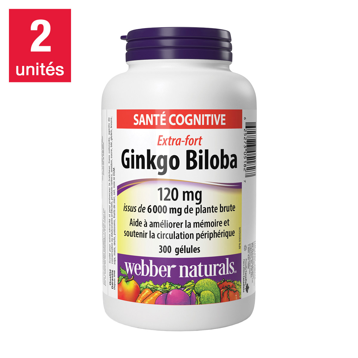 webber naturals Ginkgo Biloba 120 mg extrait 501, 2 x 300 gélules