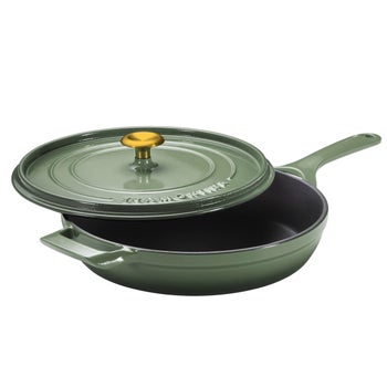 Tramontina 12" Enameled Cast Iron Skillet with Lid, Green