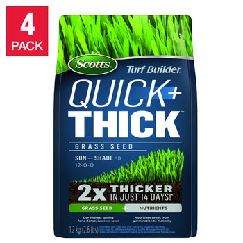 Scotts Turf Builder Quick + Thick Grass Seed Sun-Shade Mix, 1.2kg, 4-pack