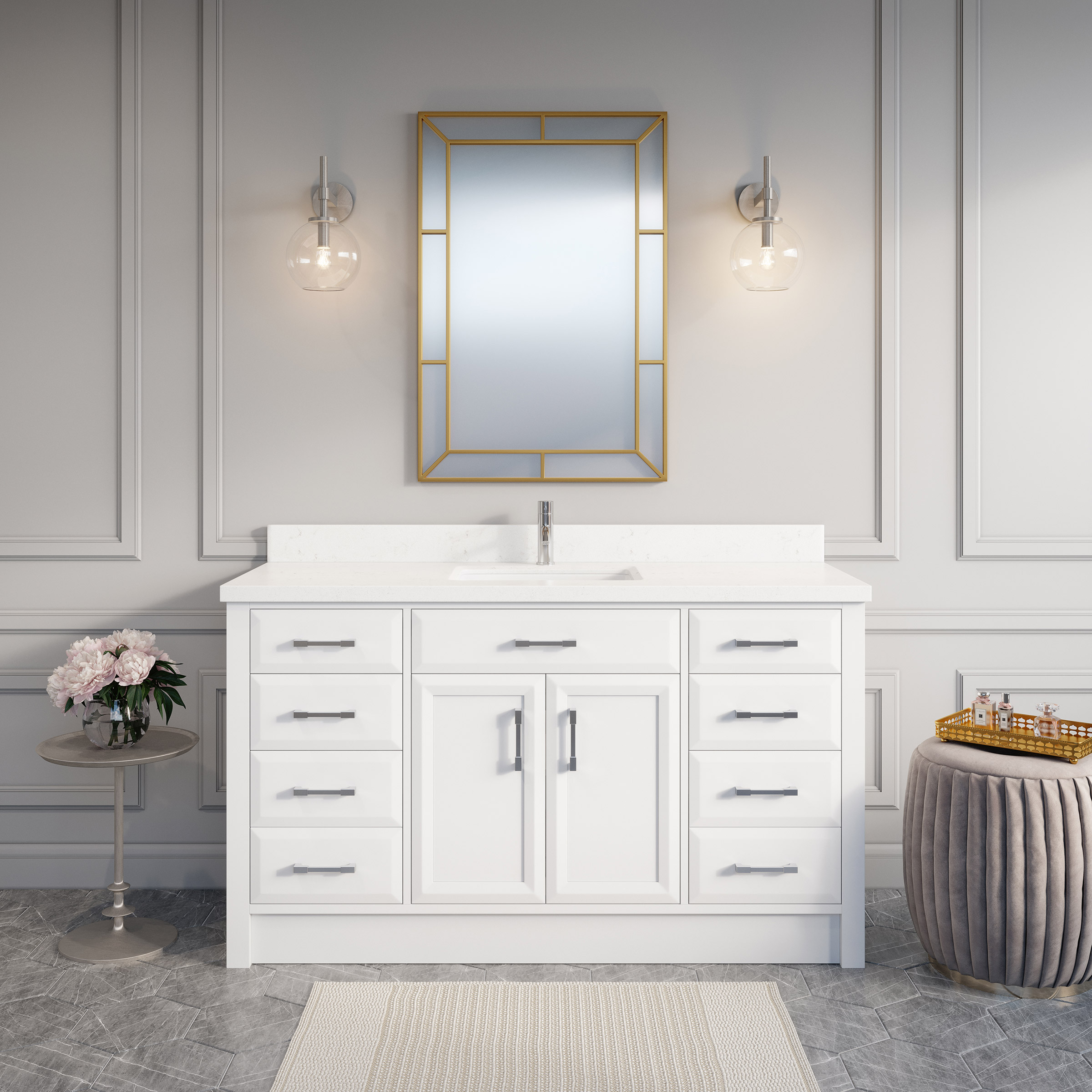 Calais Bath Vanity by Studio Bathe in White | Costco