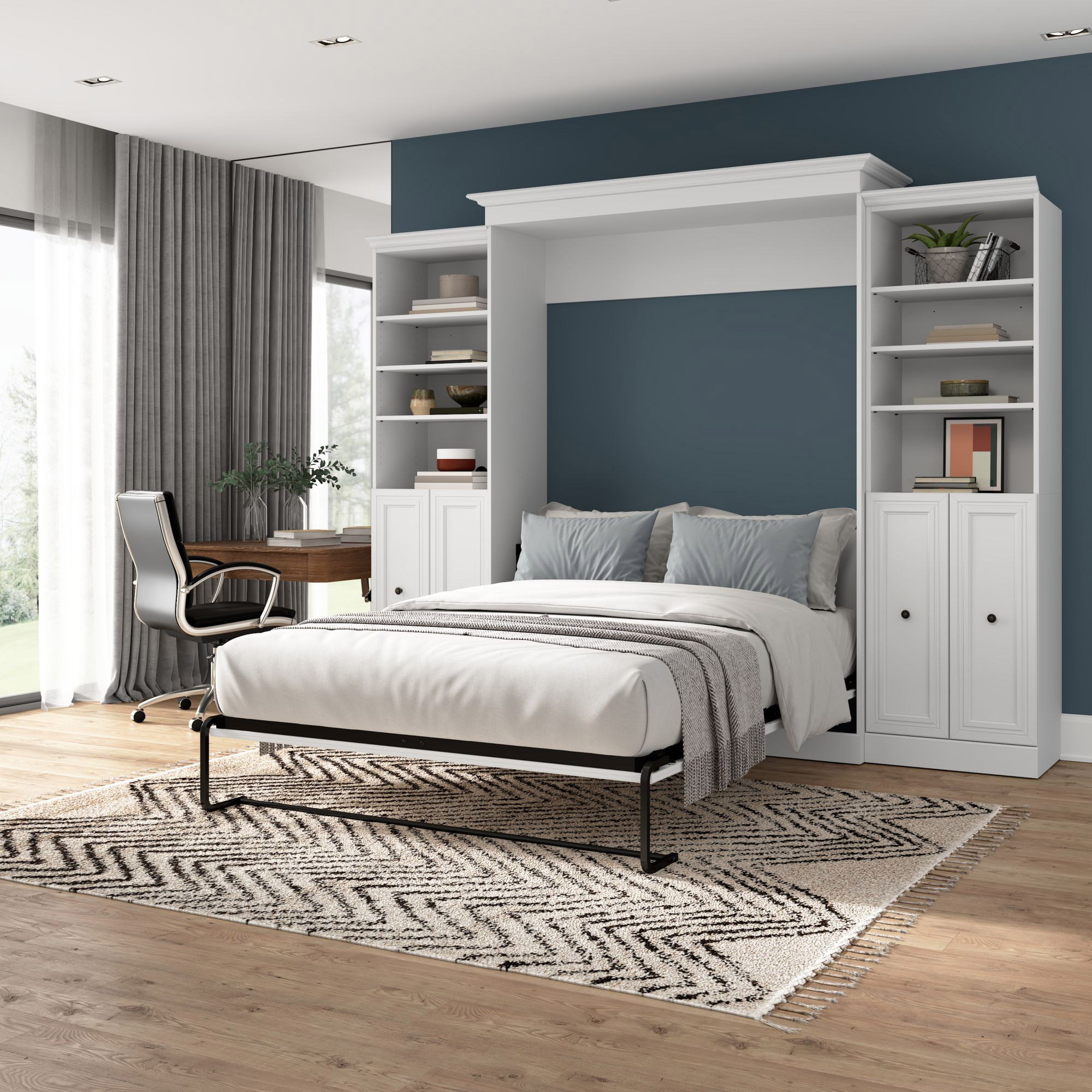 Bestar Evolution 3-piece Queen Wall Bed Set, White | Costco