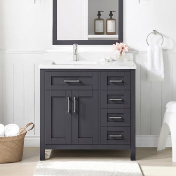 OVE Decors Parkway Bath Vanity w/ Quartz Top in Gray | Costco