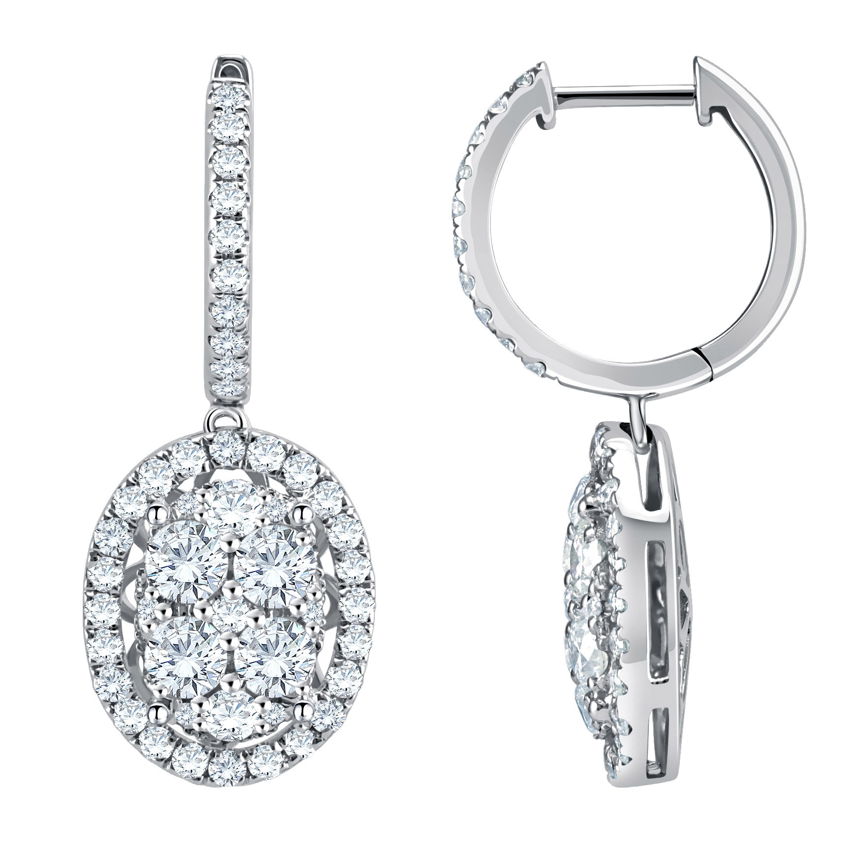 Round Brilliant Diamond Cluster Drop Earrings (2.25 ctw) Costco