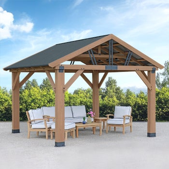 ソーイチロー　606060天板金網コーキング Yardistry 14' x 12' Marquee Pavilion with Aluminum Roof | Costco