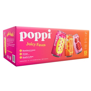 Poppi Soda, Juicy Faves Variety Pack, 12 fl oz, 15-count | Costco