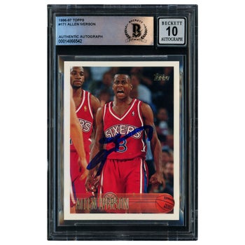 Allen Iverson Autographed 1996-97 Topps Rookie Card #171