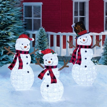 【完品】チャリティーサンタ 20周年記念セット（LED照明BOX付き）高島屋 Twinkling LED Snowman Family - Set of 3 | Costco