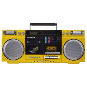 Aiwa Backtrack Retro Boombox with Bluetooth, Yellow | Costco