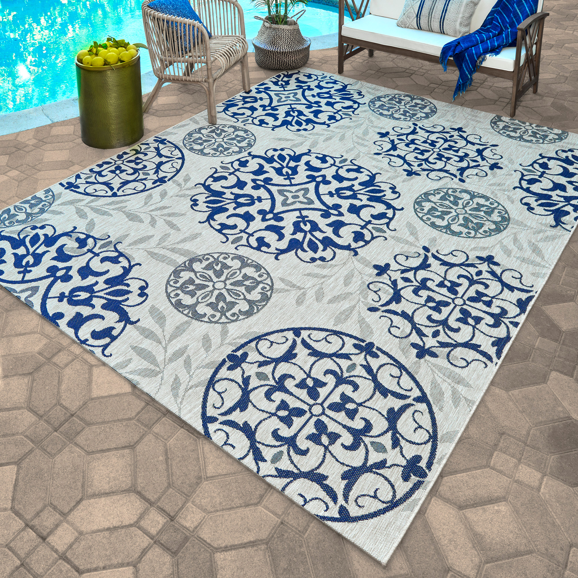 Naples Indoor/Outdoor Rug Collection, Emporia Leaves | Costco