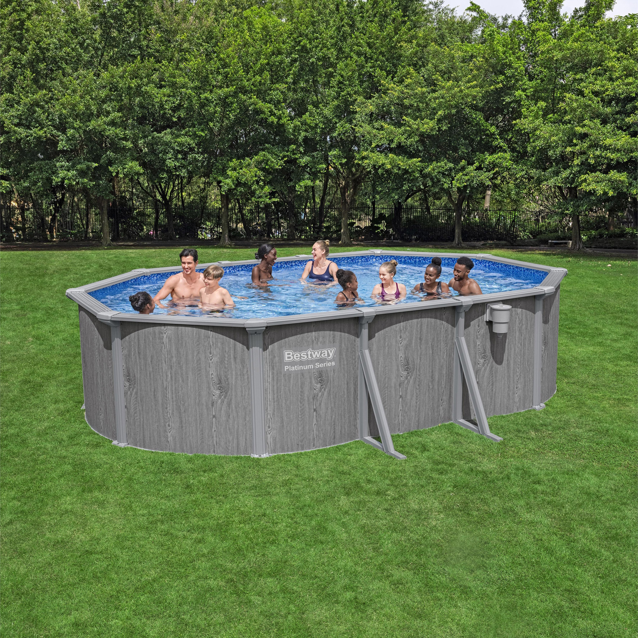 Bestway Hydrium Steel Wall 18' x 12' x 52" Above Ground Oval Pool Set