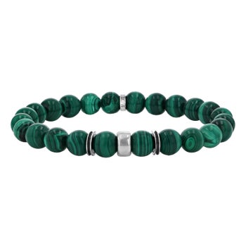 Mr. Lowe by Sheryl Lowe Malachite Beaded Bracelet with Sterling