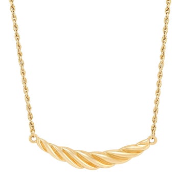 Scalloped Center Station Rope Chain Necklace in Yellow Gold | Costco