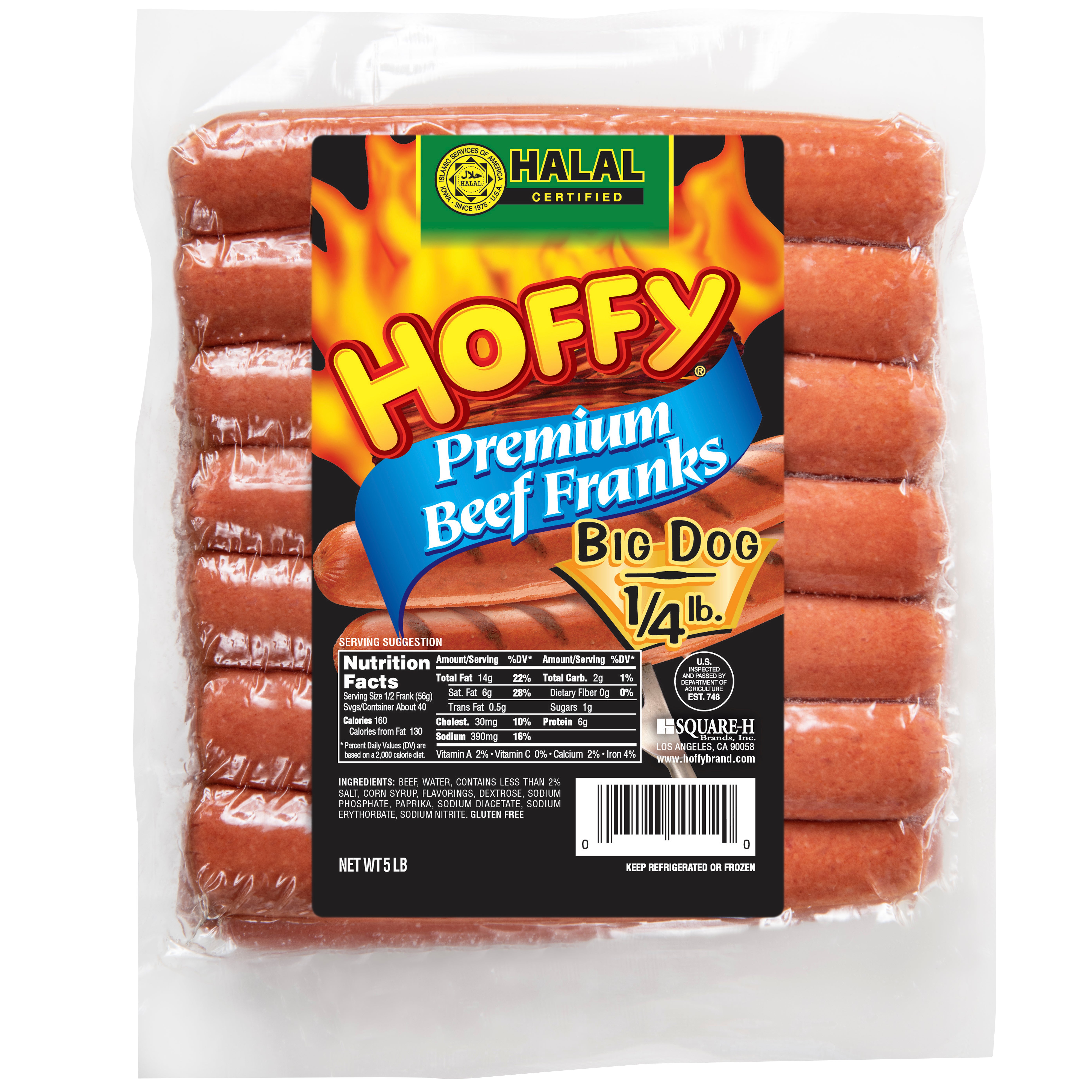 Hoffy Halal Premium Beef Franks, 1/4 lb Big Dog, 5 lbs | Costco
