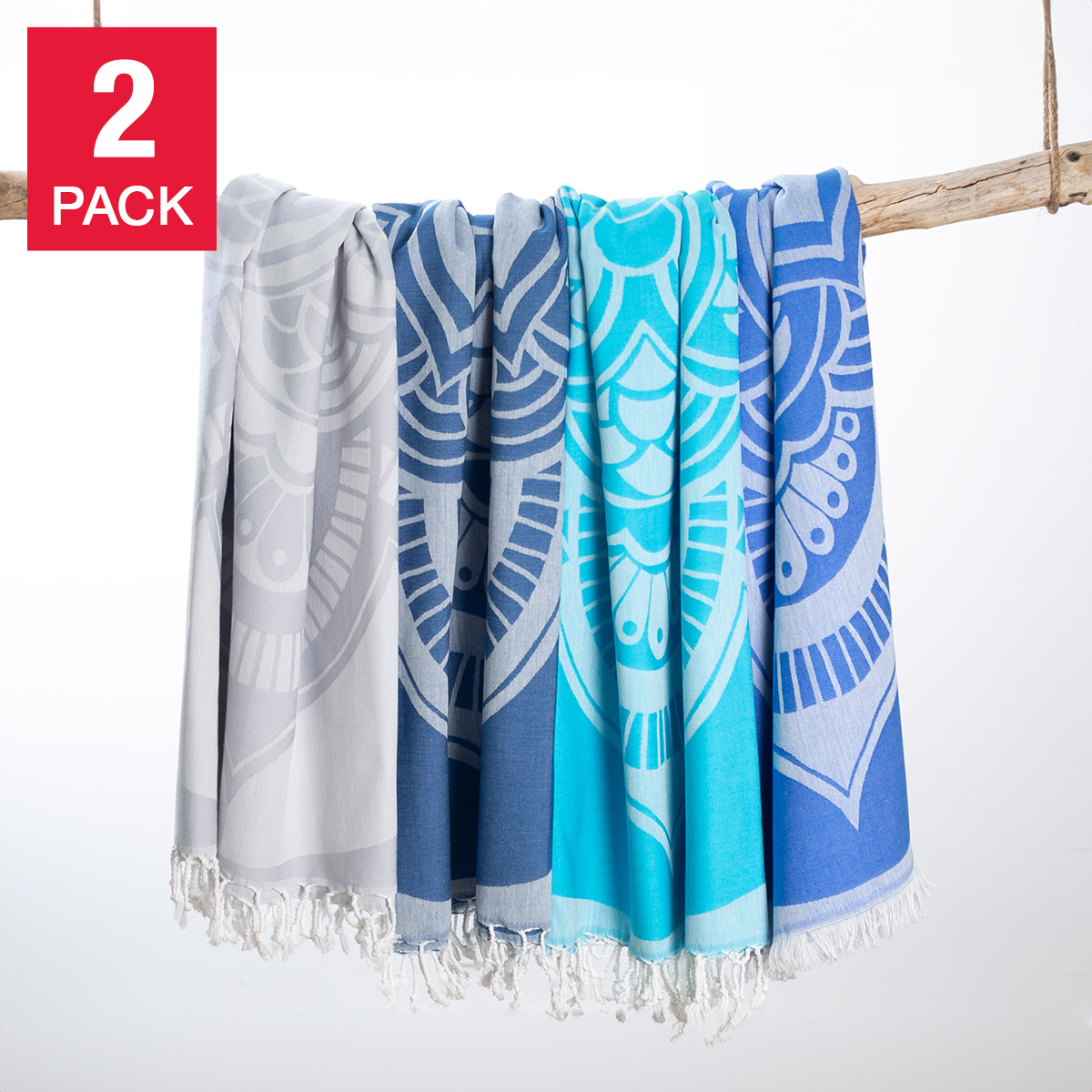 Turkish Towel Company Mandala Jacquard Peshtemal Towel, 2-piece | Costco