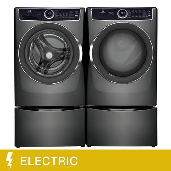 Electrolux 5 Series 4-piece Titanium Front Load Laundry Suite with 5.2 cu. ft. Washer, 8.0 cu. ft. Dryer and 2 Pedestal Storage Drawers