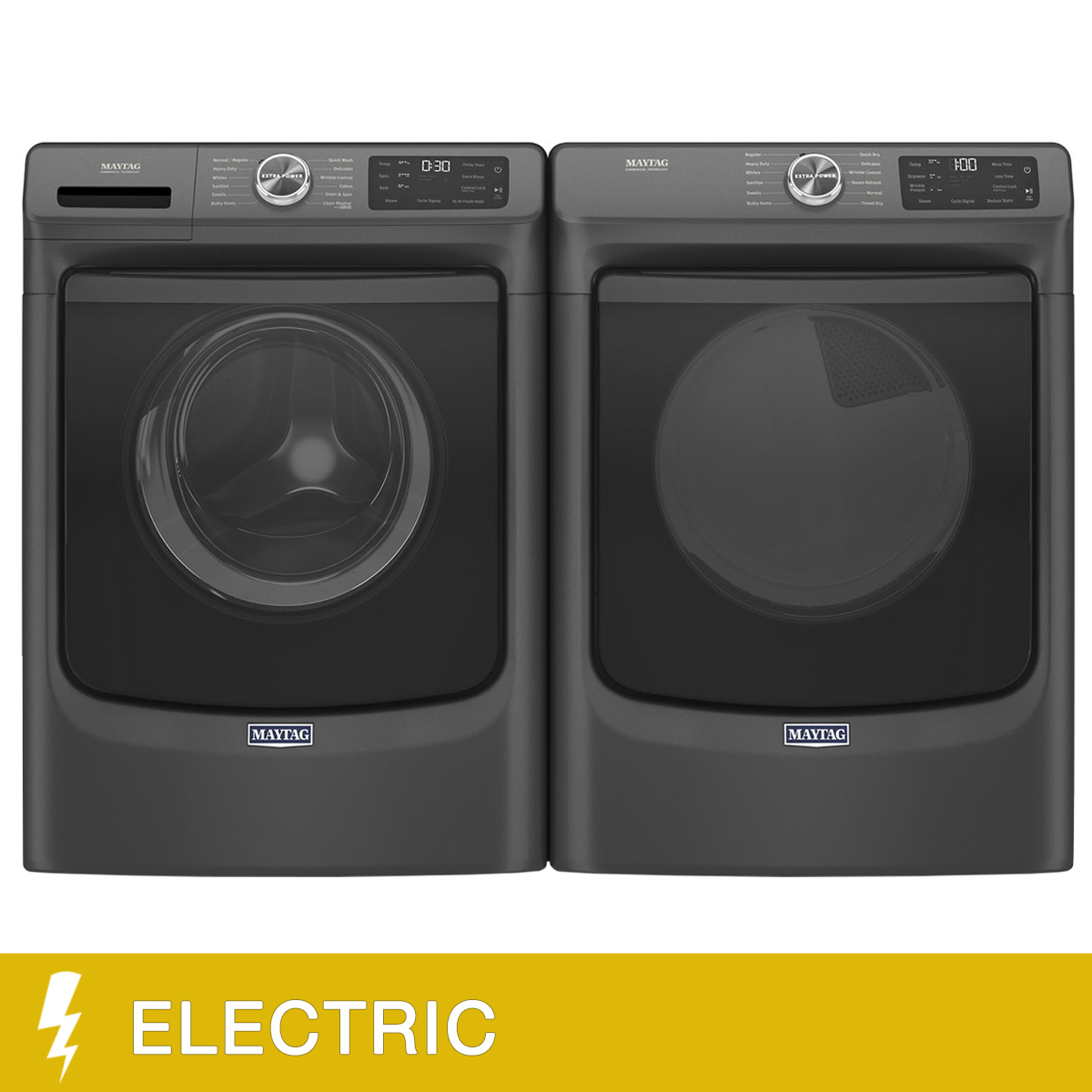 Maytag 27 in Black 2piece Laundry Pair with 5.5 cu ft. Front Load