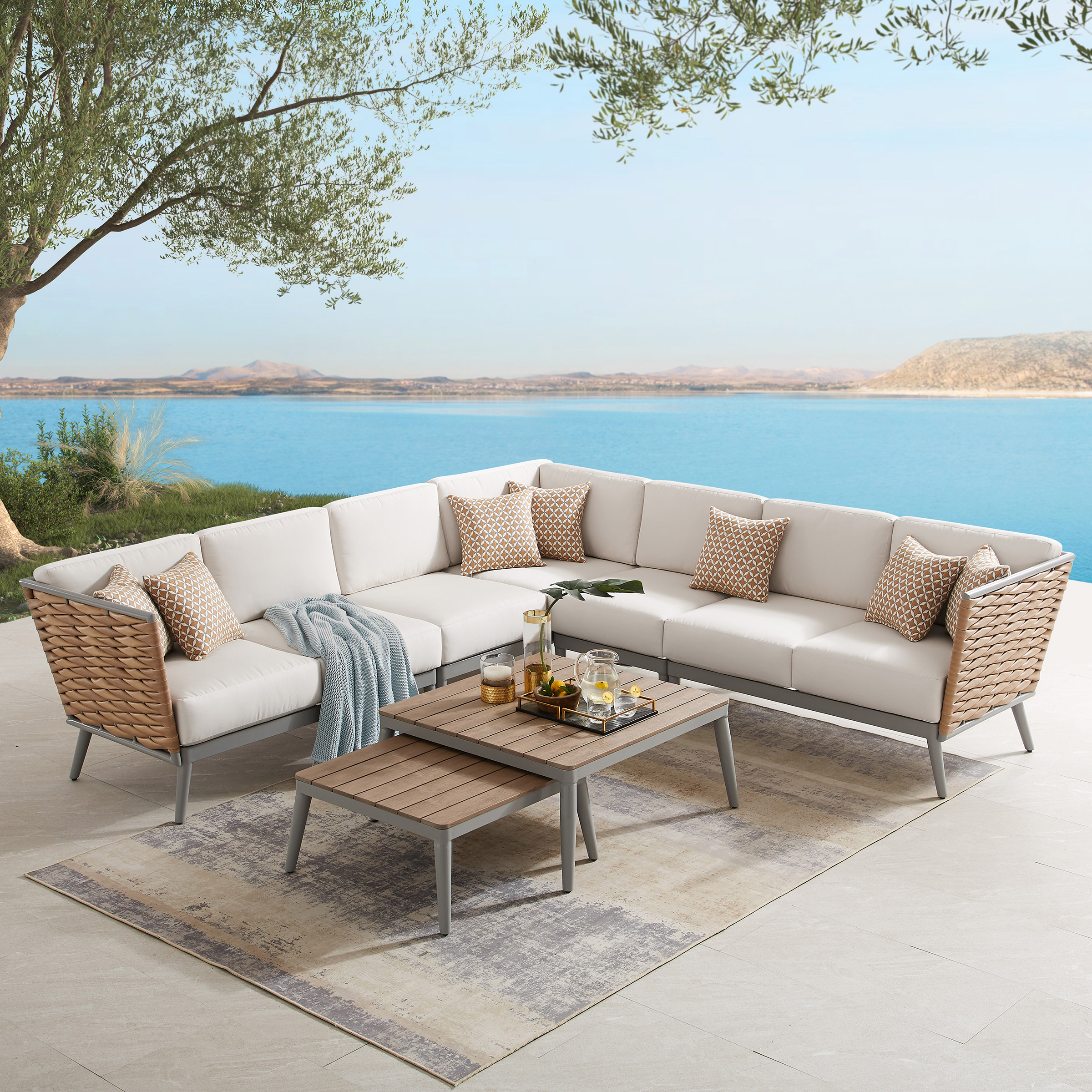 Adelfi 7piece Patio Sectional Conversation Set Costco