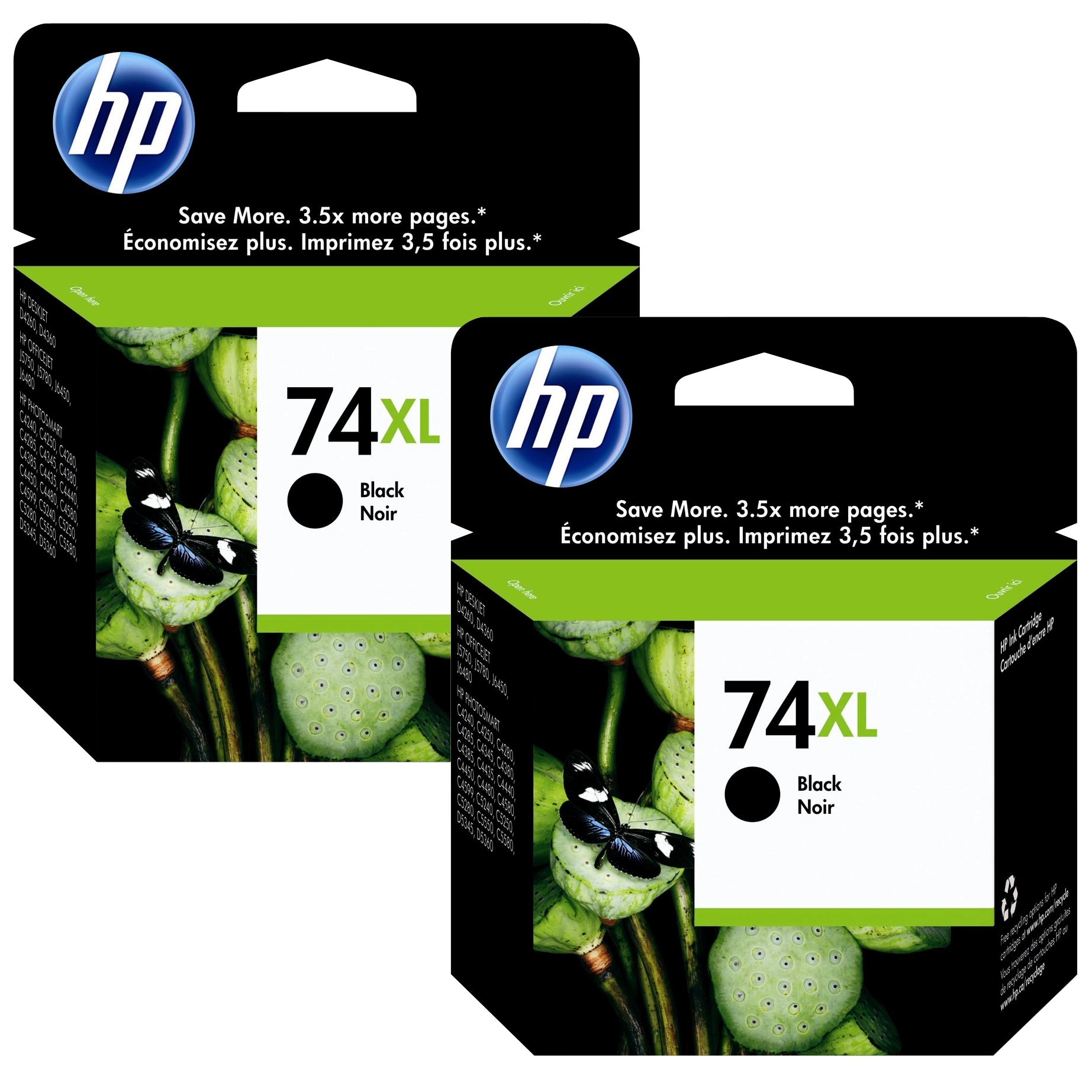 HP 74XL Black High Yield Original Ink Cartridge (CB336WN) 2pack Costco