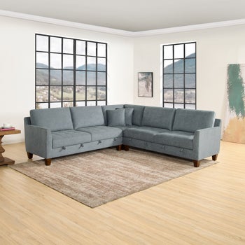 Thomasville 3-piece Fabric Sectional with 4 Storage Seats
