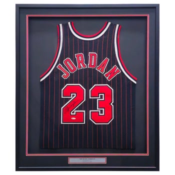Michael Jordan Autographed Framed Black and Red Champion Chicago