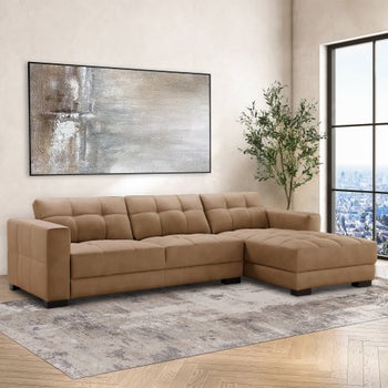 Collana premium rich cream New ② Klyden 2-piece Leather Chaise Sectional | Costco