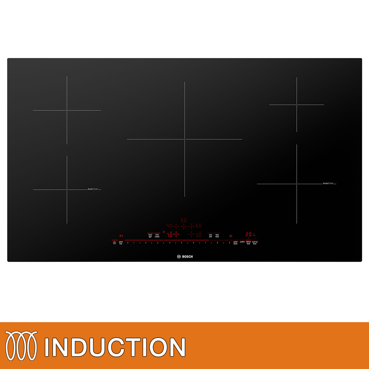 Bosch 800 Series 36in Black Induction 5 Burner Cooktop Costco