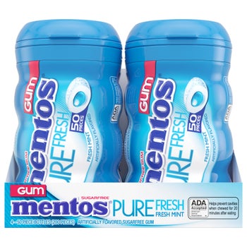 Mentos Pure Fresh Sugar Free Gum, Fresh Mint, 50 Pieces, 4-count