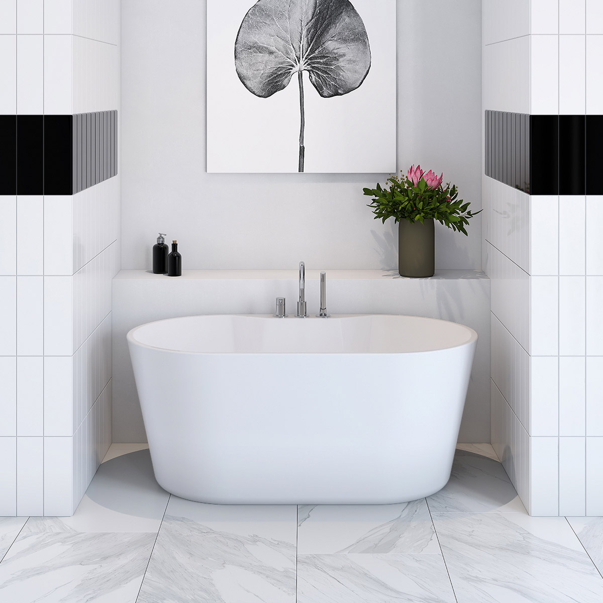 Appollo Jade 56 in. Seamless Freestanding Bathtub with Deckmount