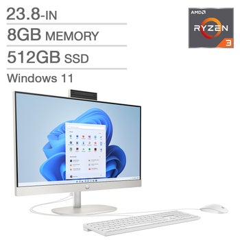 HP 23.8 in. All-in-One Desktop, AMD Ryzen 3 7320U - 8GB RAM, 512GB SSD