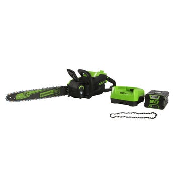 Greenworks 80V 18" 2.0kW Brushless Chainsaw + Extra Chain, 2.0 AH Battery and Charger Included
