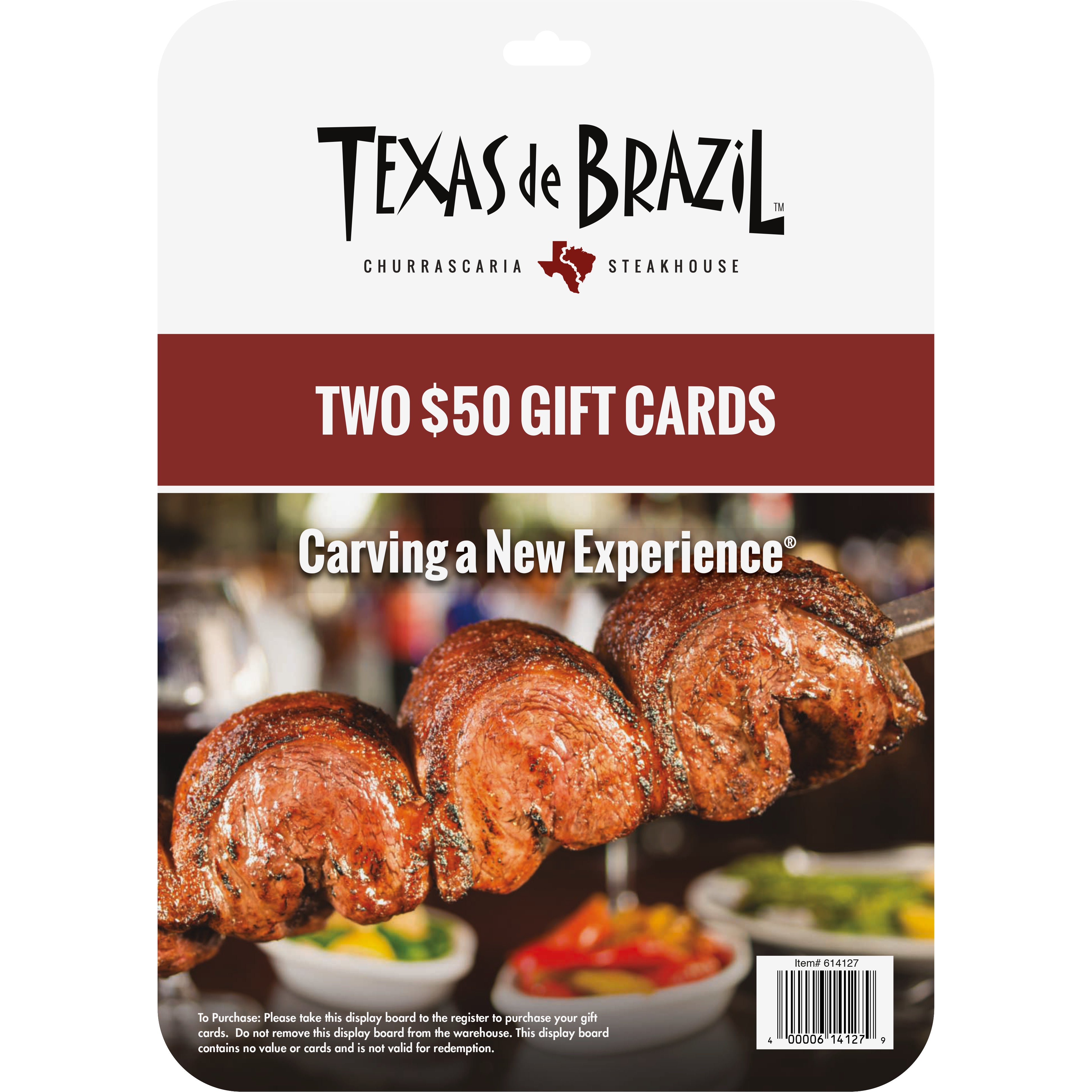Texas de Brazil Steakhouse Restaurant Two 50 Gift Cards Costco