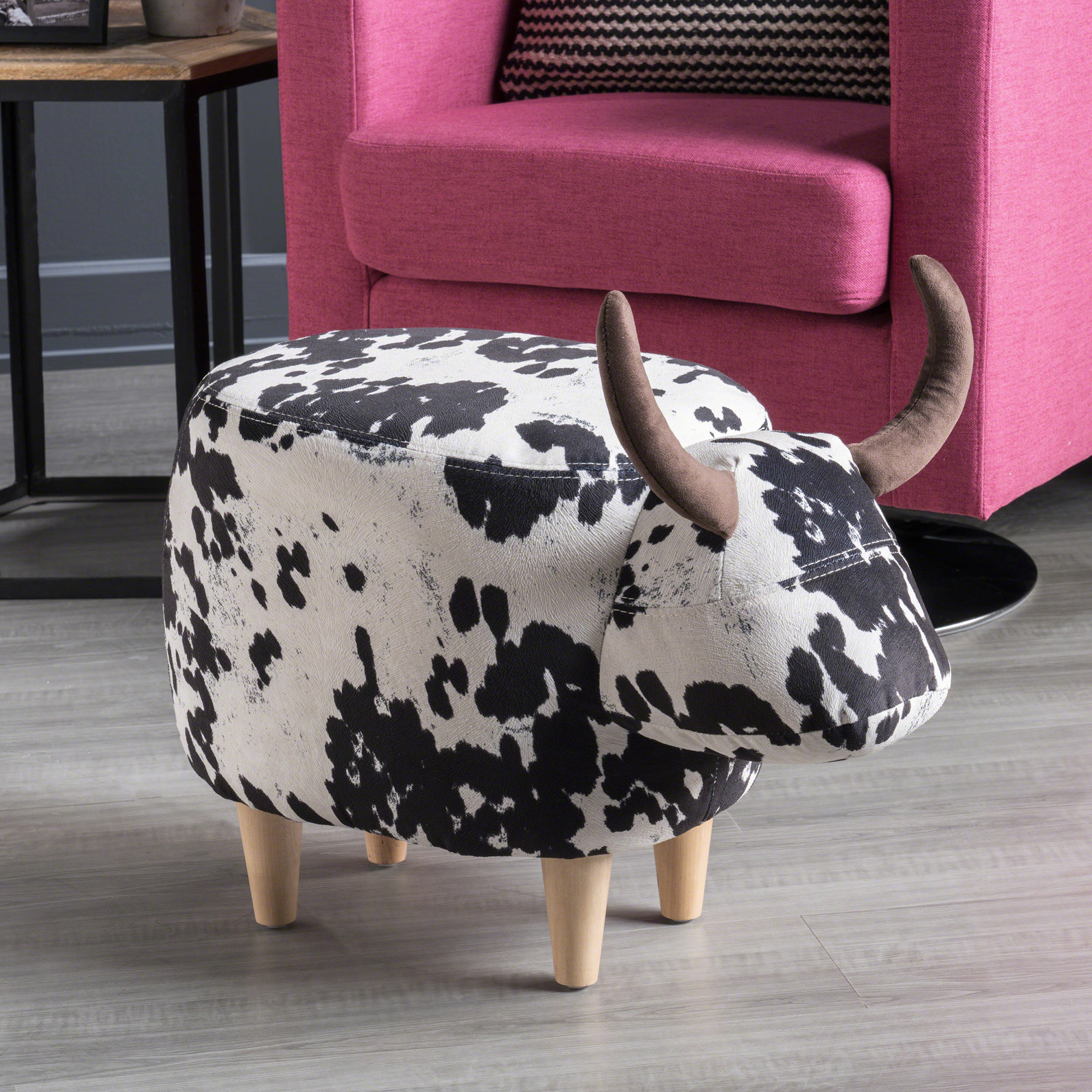 Wembley Wildlife Ottoman, Cow Costco