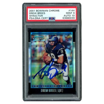 Drew Brees Autographed 2001 Bowman Chrome XFractor Rookie Card