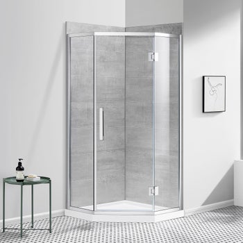 OVE Nicole Lux Neo-angle Corner Shower Kit with Tile Finish Wall