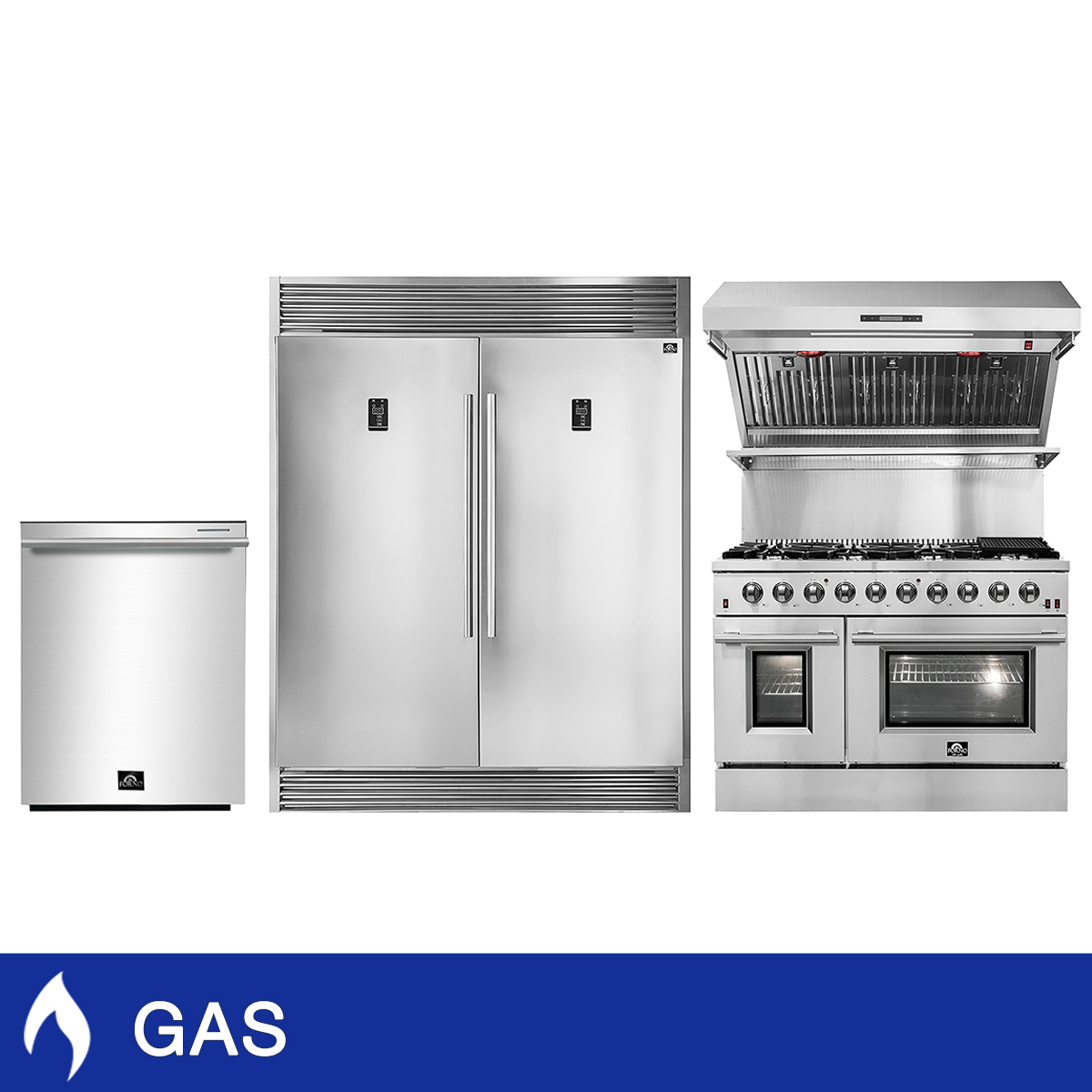 Forno 6 piece Kitchen Suite Stainless Steel with 60 in 27.6 cu ft Side