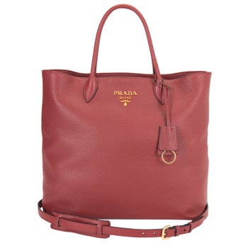 PRADA レッド ボディバッグ Prada Leather Tote, Ruby Red | Costco
