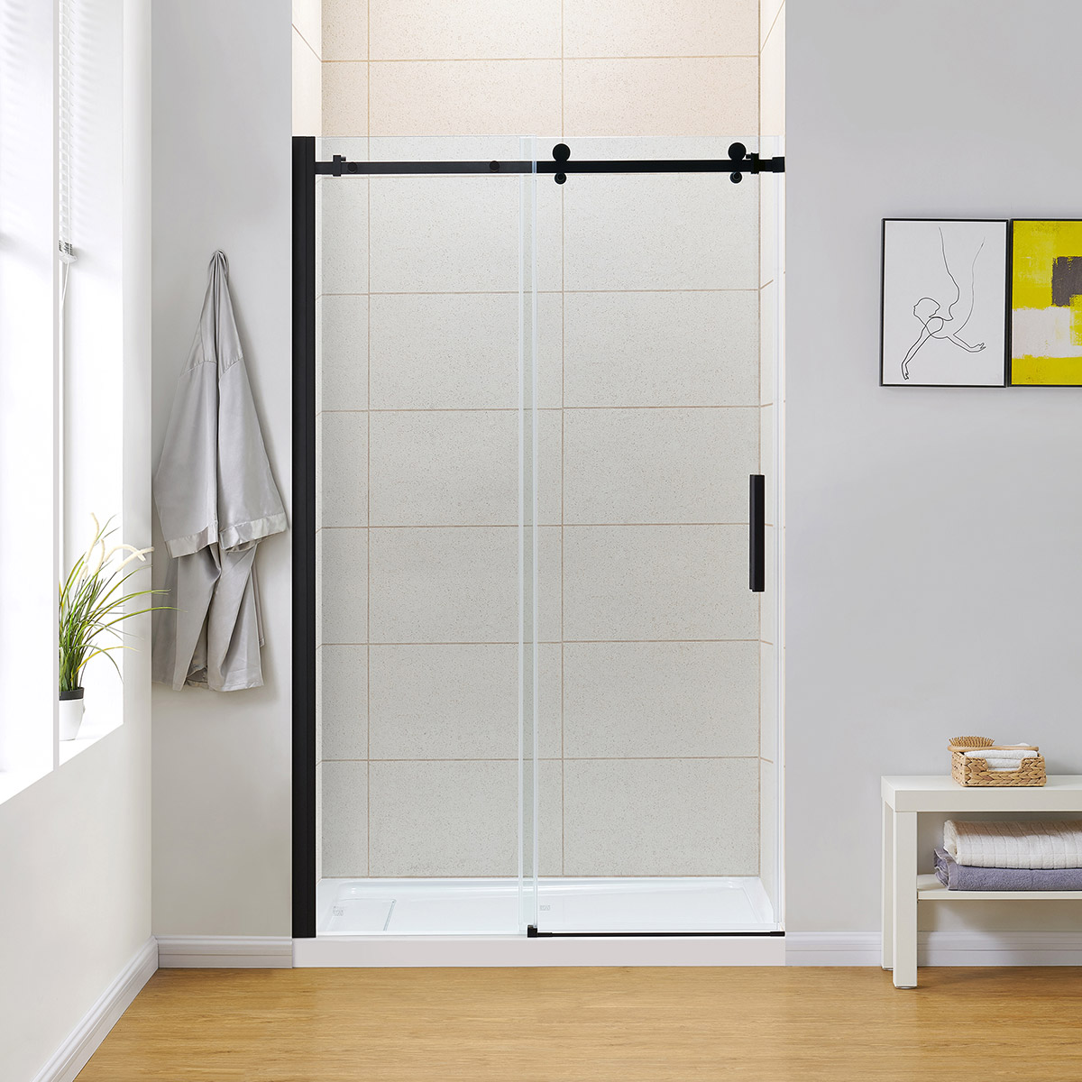 OVE Decors Kelsey 48in. 2panel Sliding Glass Shower Door with