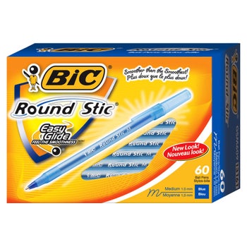 BIC Round Stic Blue Ballpoint Medium-point 1.0 mm Pens, 60-pack