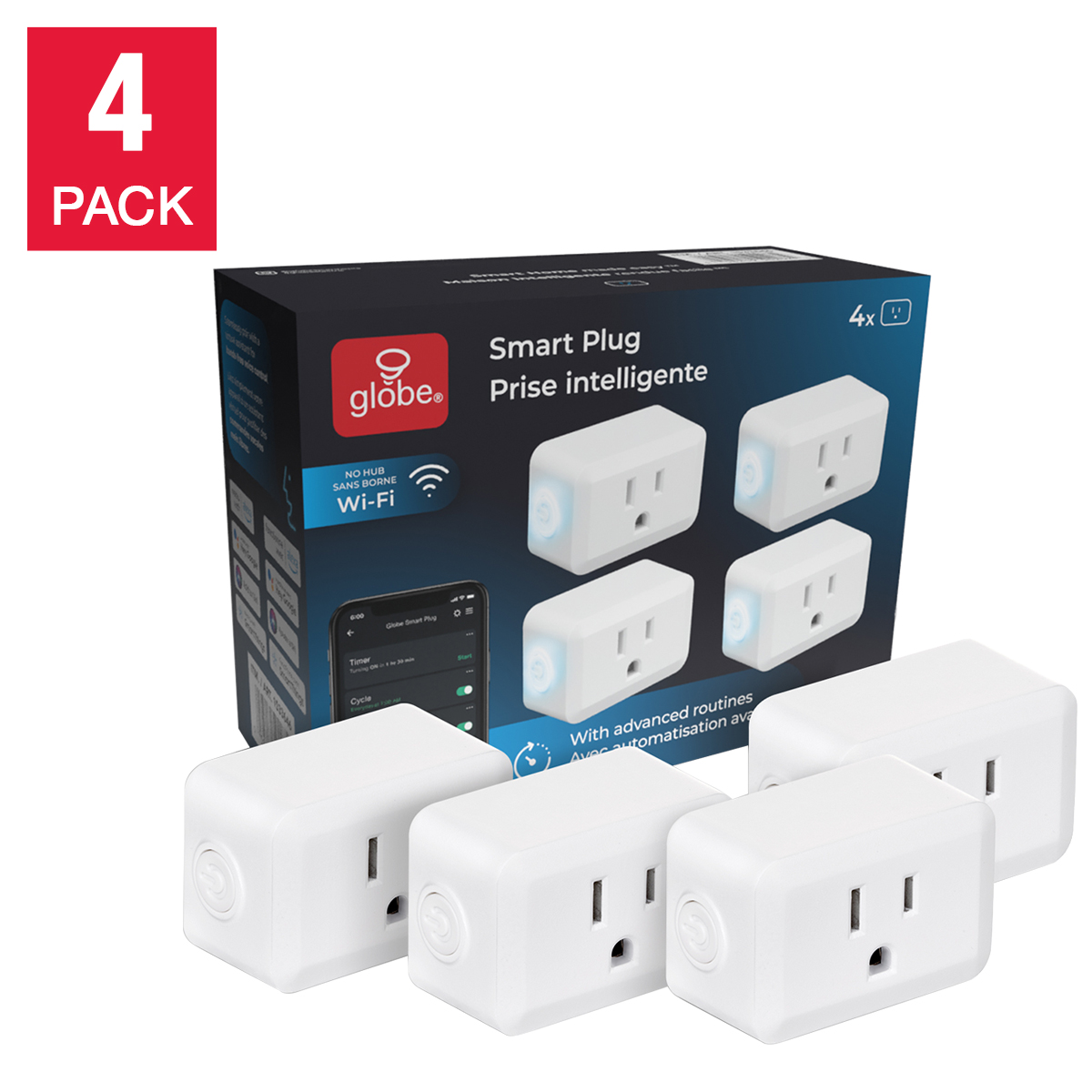 Globe Electric Wi-Fi Smart Plug, 4-pack | Costco