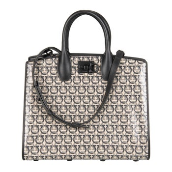 Ferragamo Studio Box Bag, Beige / Black | Costco