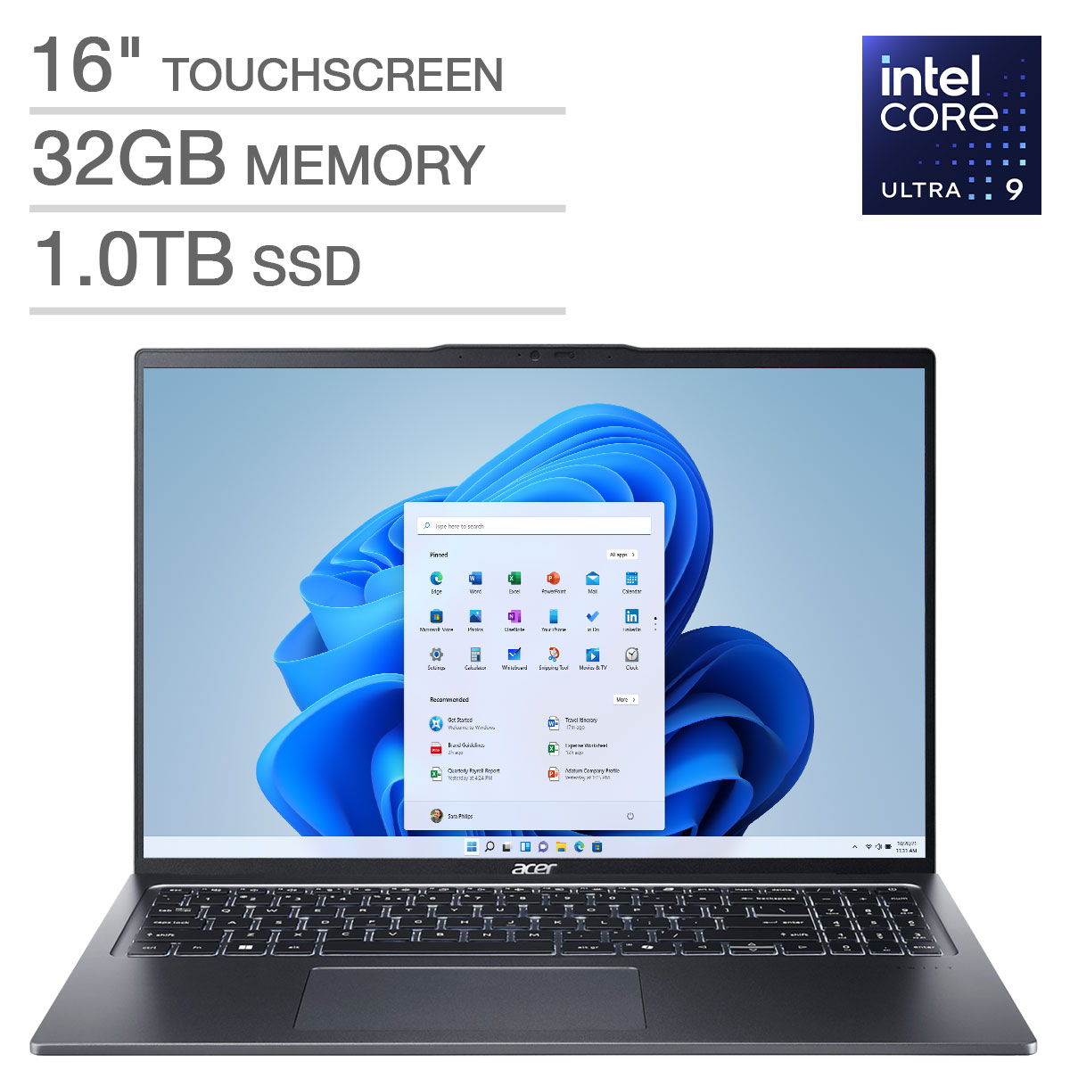 Acer Swift Go 16” Touchscreen Laptop - Intel Core Ultra 9-185H Processor - 1200p - Windows 11