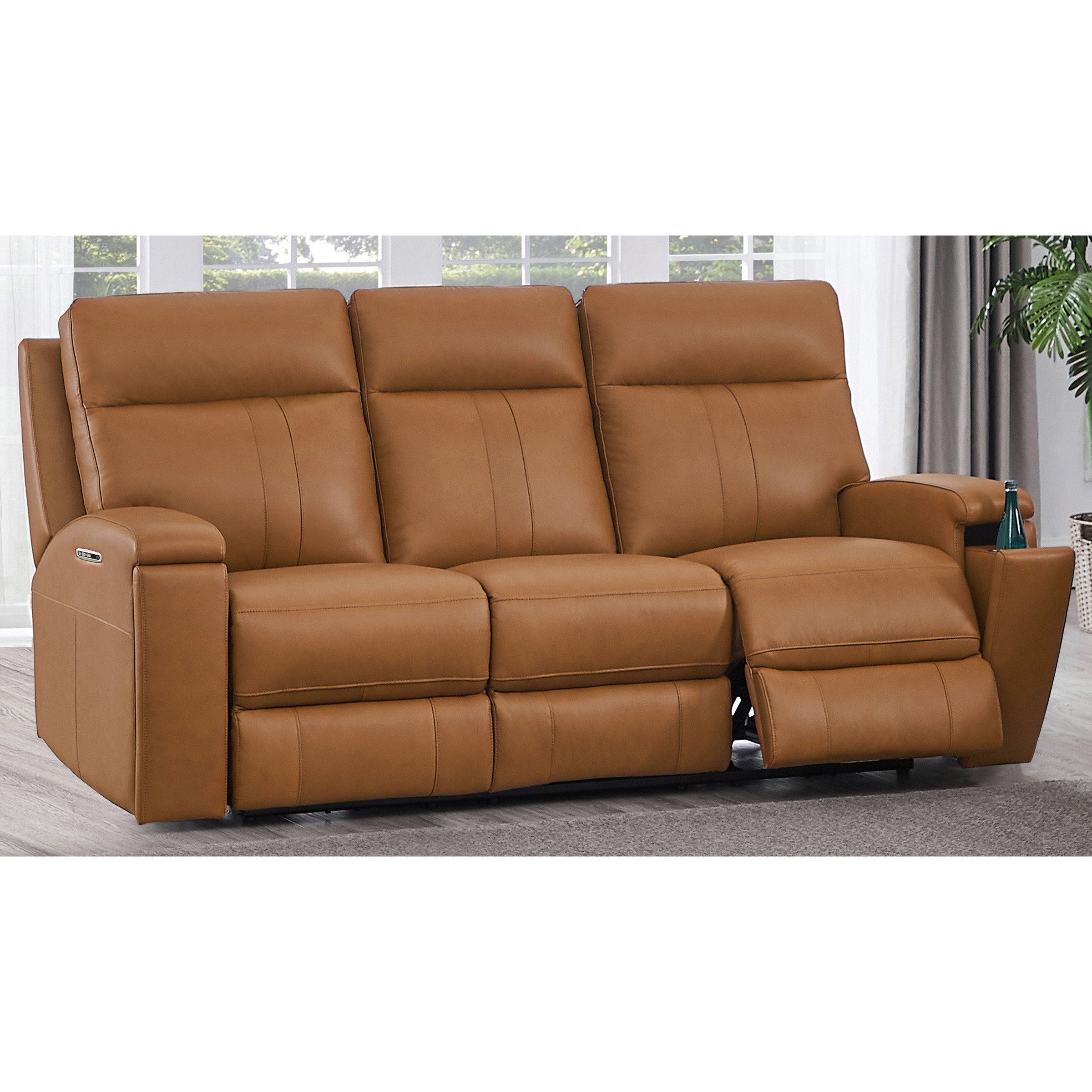 Frasier Modern Top Grain Leather Power Reclining Sofa with Power