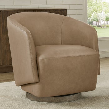 Henredon Murphy Leather Swivel Chair, Light Brown | Costco