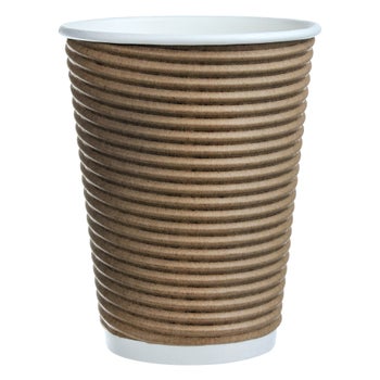 Caf Express 12-oz. Brown Ripple Hot Cups and Lid, 150-pack | Costco